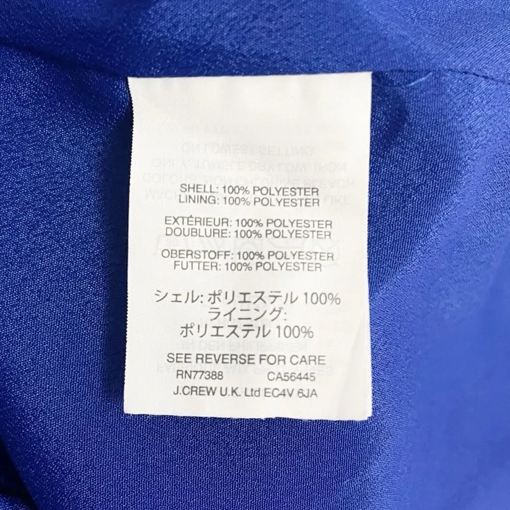 J. Crew Balloon Sleeve True Wrap Dress in 365 Crepe Cobalt Blue Career Size 4